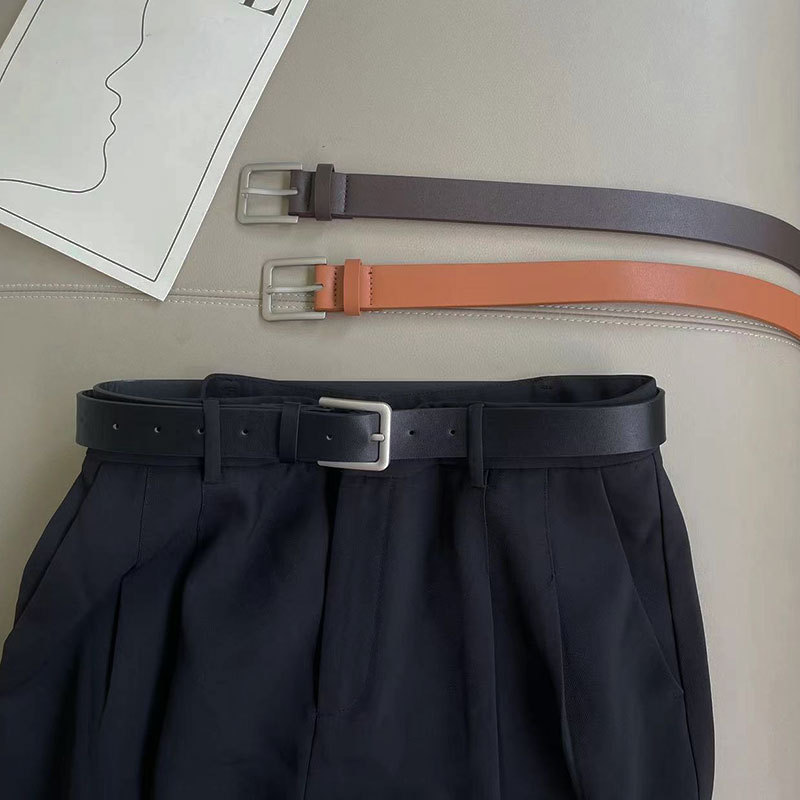 メンズベルト 上質革製シンプルデザイン角型金具メンズベルト