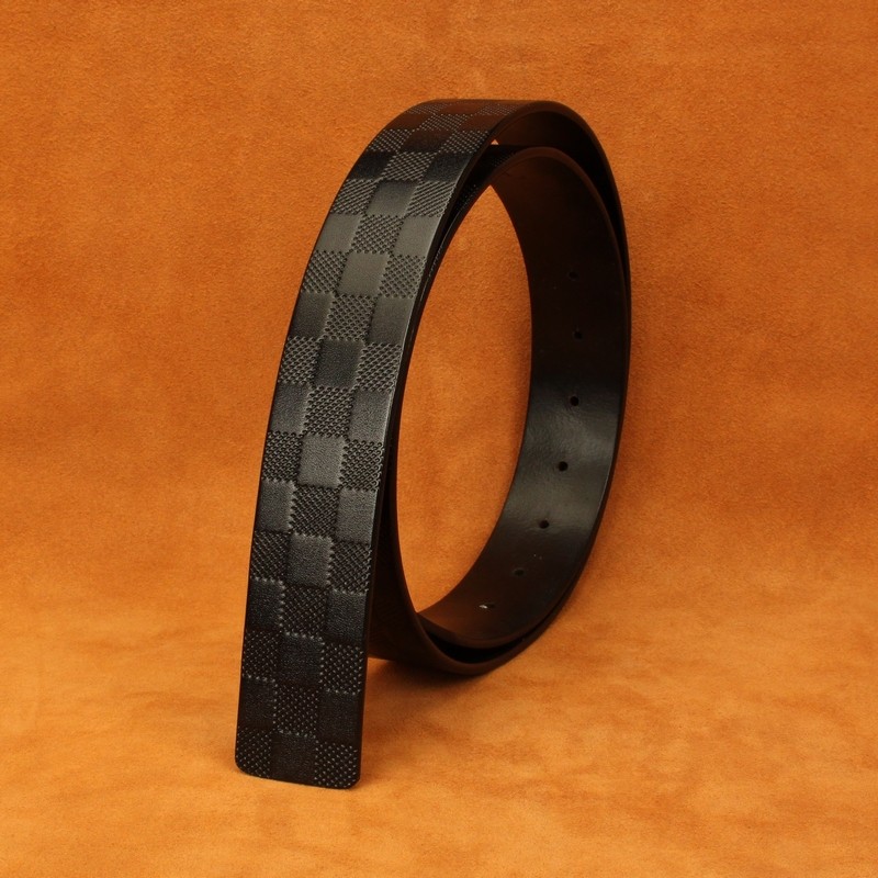メンズベルト 市松模様型押し本革メンズベルト