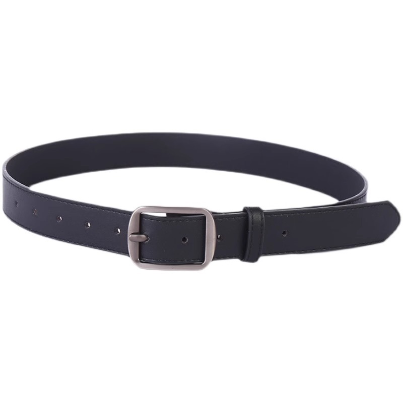 メンズベルト 角丸バックル本革カジュアルベルト