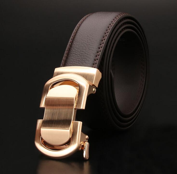 メンズベルト 紳士用本革ベルト 自動留金具付き 大きいサイズ対応