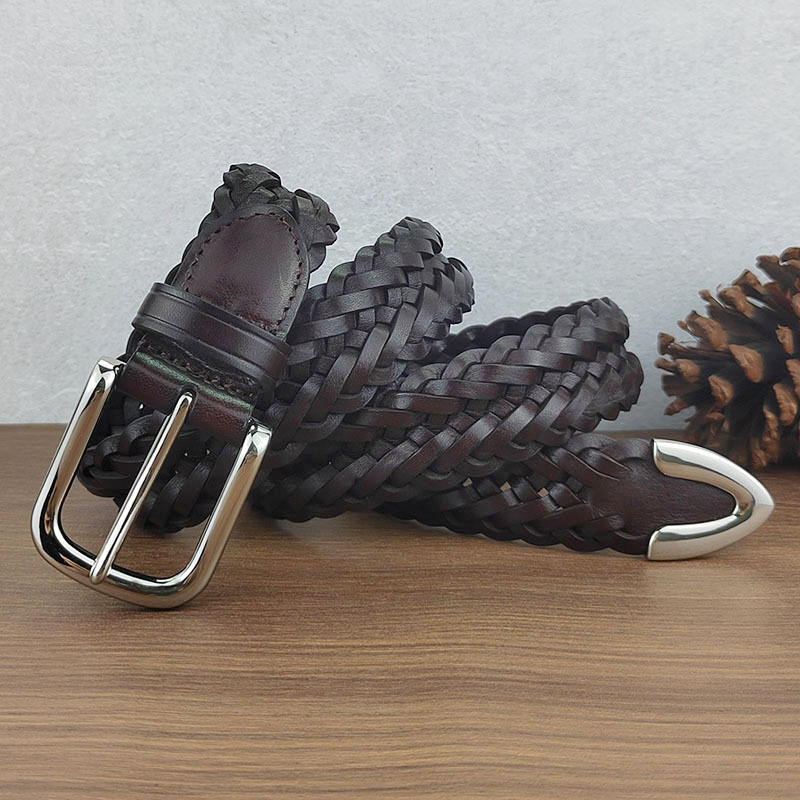 ベルトメンズ 匠の編み込み本革メッシュベルト