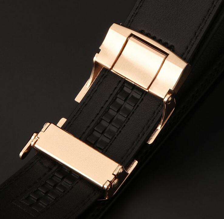 メンズベルト 紳士用本革ベルト 自動留金具付き 大きいサイズ対応