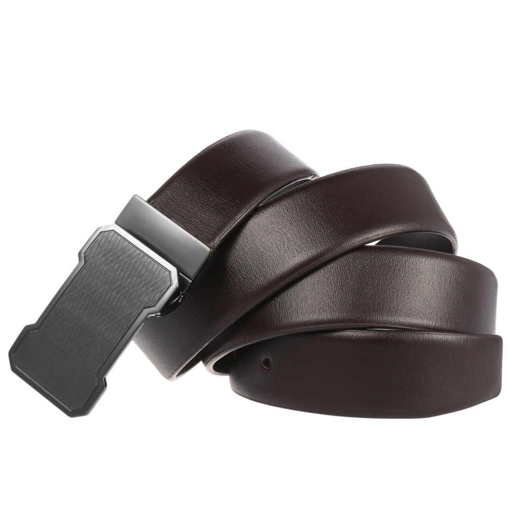 メンズベルト 八角形バックル本革紳士用ベルト
