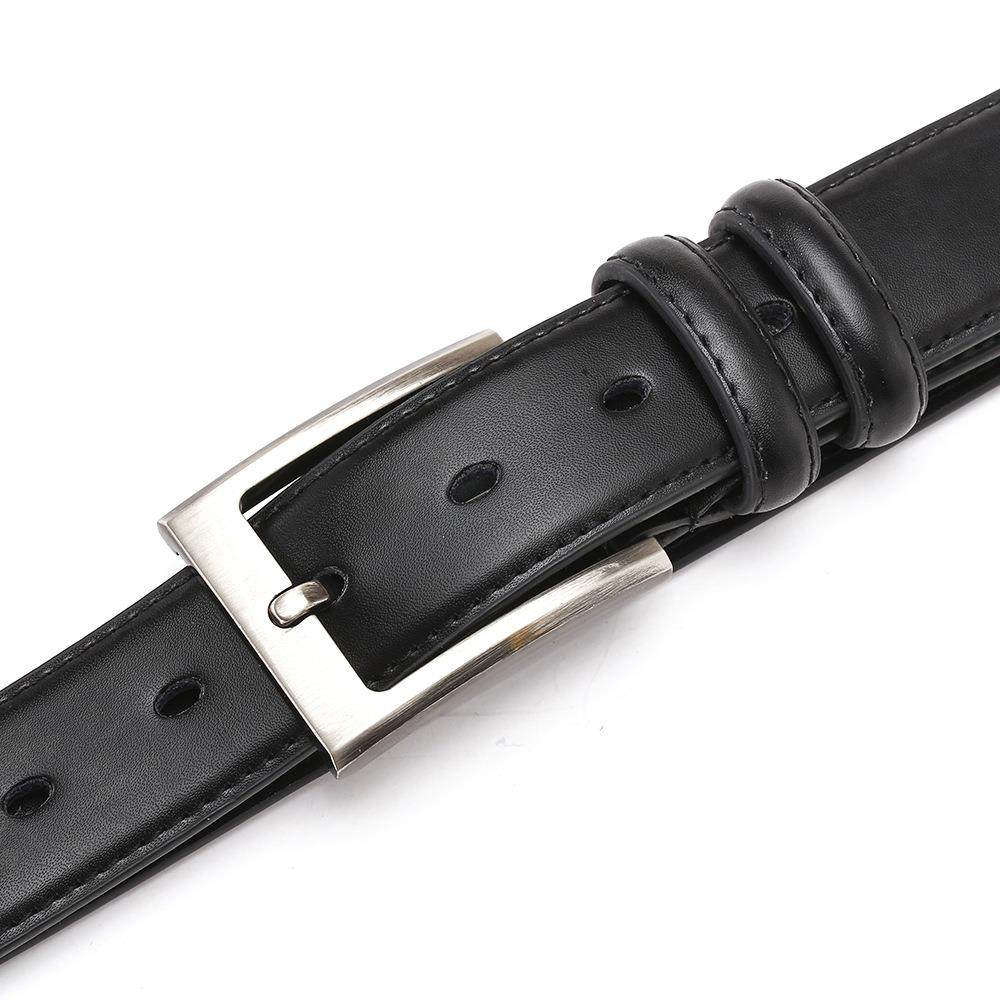 メンズベルト 本革仕立てステッチデザイン角型バックル紳士ベルト