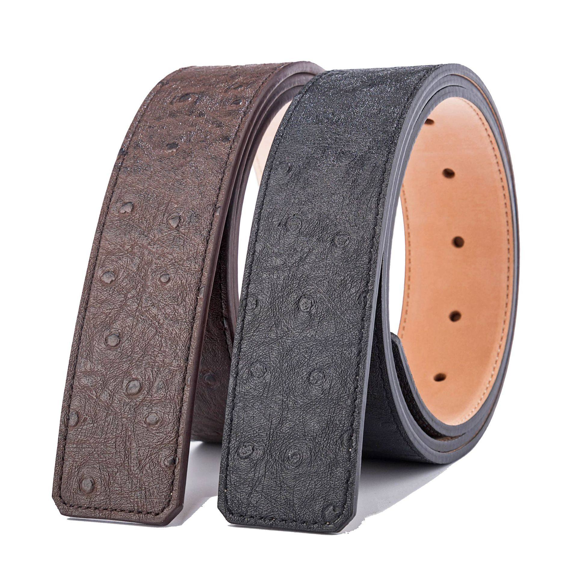 メンズベルト 型押しドット柄本革メンズベルト帯単品
