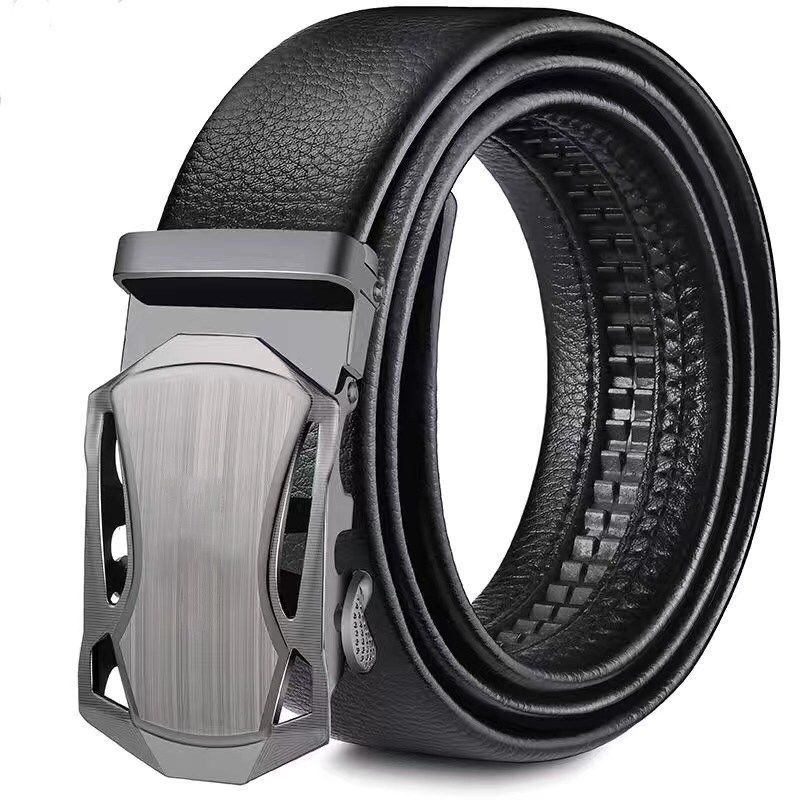 メンズベルト ジャガーモチーフ自動式バックル本革紳士ベルト