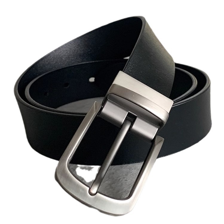 メンズベルト 上質本革シンプル金属バックル紳士用細身ベルト