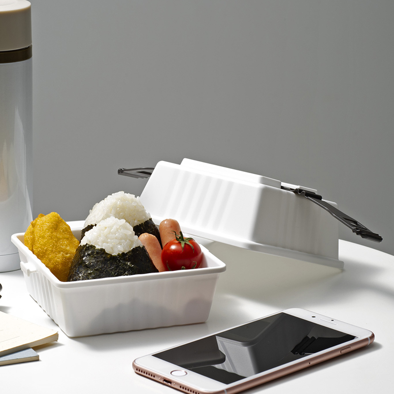 弁当箱 二段式コンパクト携帯弁当箱ゴムバンド付き