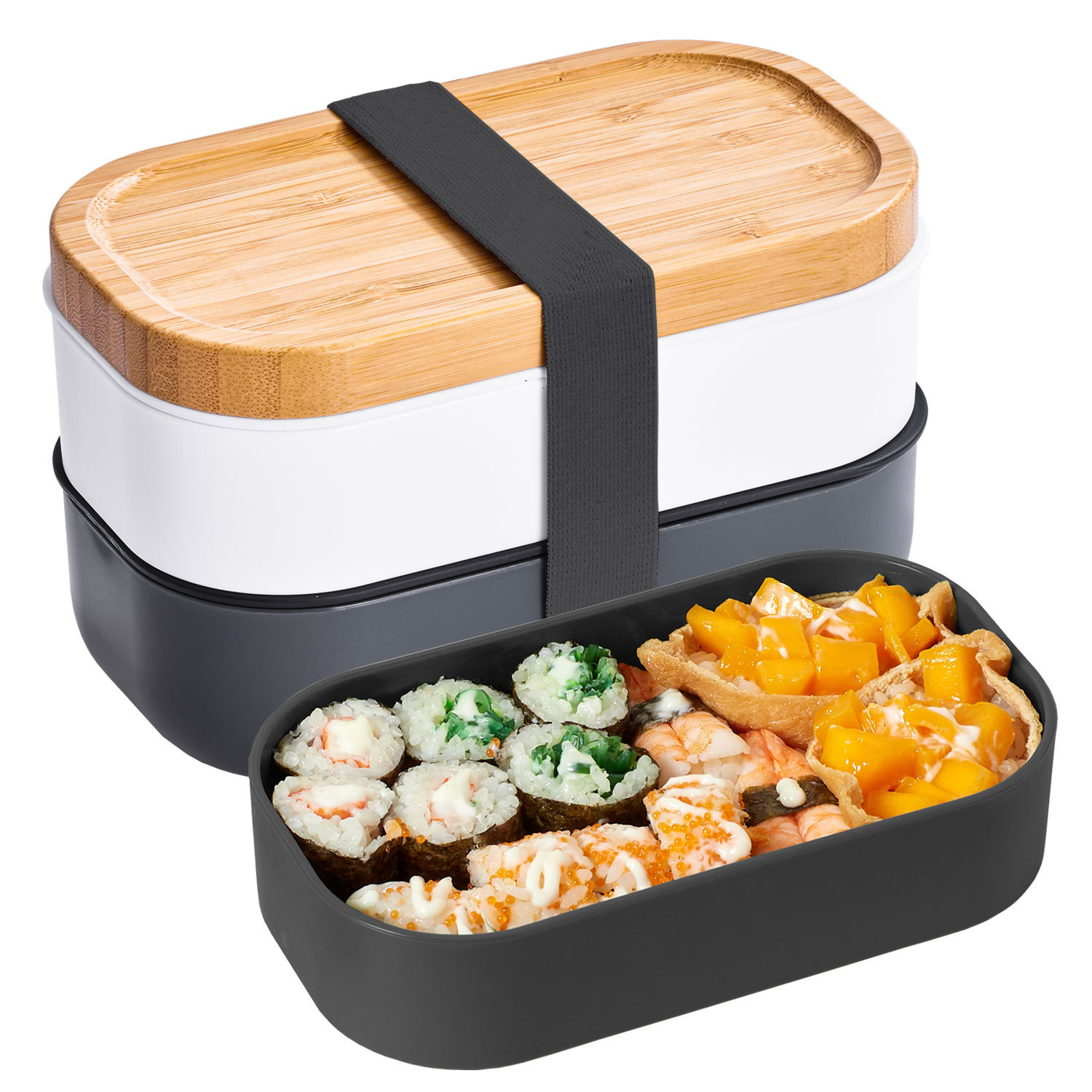 竹蓋付き二段式弁当箱