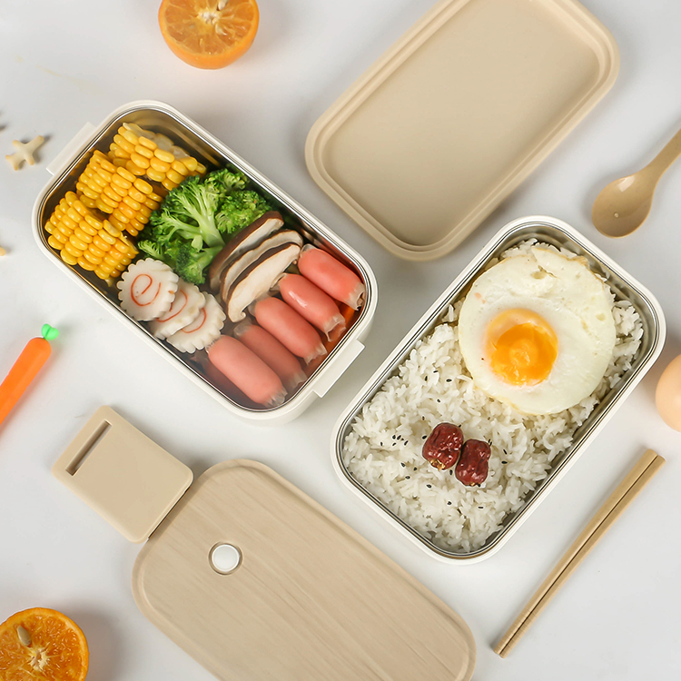 天然木目調二段弁当箱