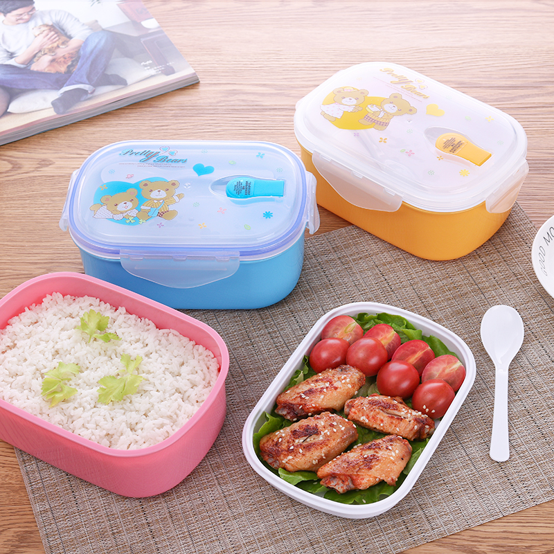 可愛い動物柄付き密閉式2段弁当箱