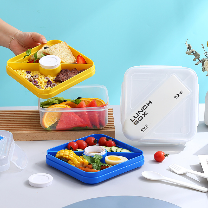 透明蓋付き重ねて使える2段弁当箱