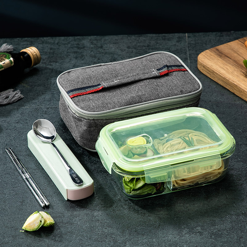 弁当箱 透明ガラス製三段仕切り弁当箱