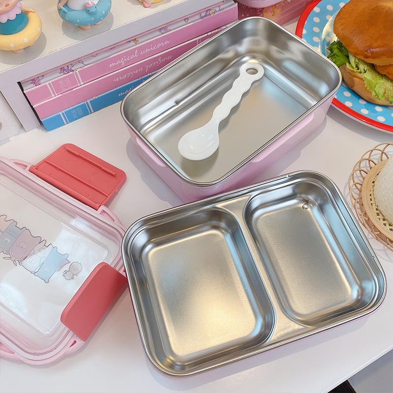 弁当箱 可愛い動物柄ステンレス製二段弁当箱