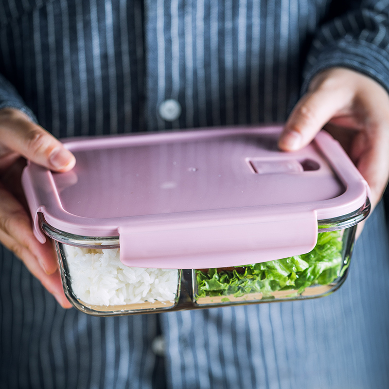 透明ガラス製仕切り付き密閉保存容器