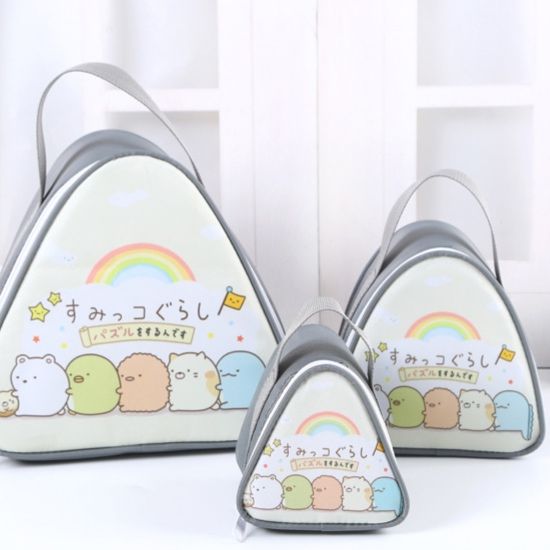 弁当箱 三角型可愛いキャラクター手提げ保温弁当袋