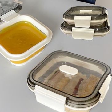 折りたたみ式レンジ対応弁当箱シリコン角型保存容器