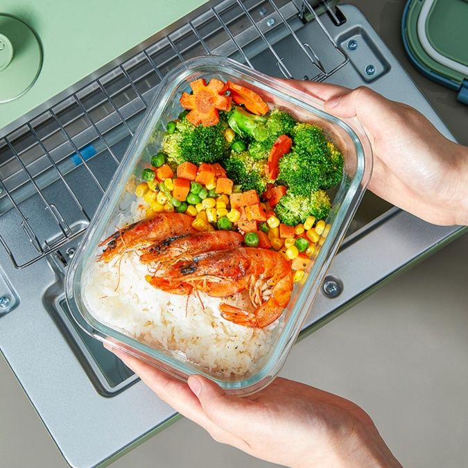 透明耐熱ガラス製密閉式レンジ対応弁当箱