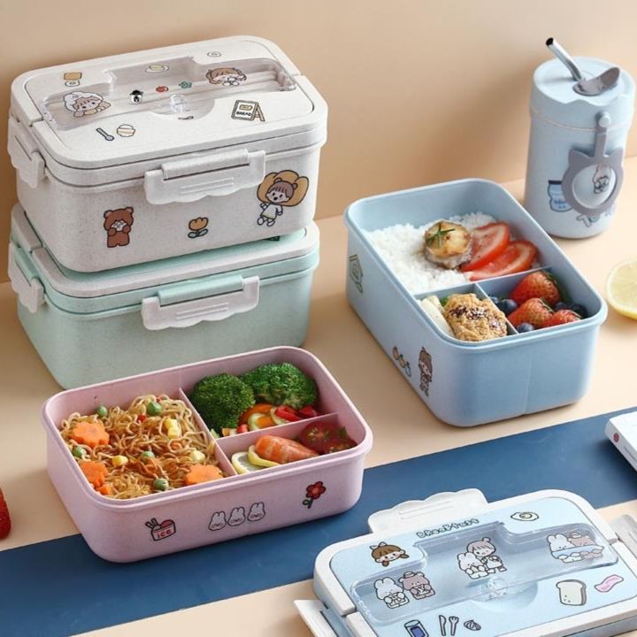 かわいいキャラクターシール付き縦型弁当箱