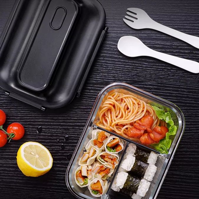 ガラス仕切り付き携帯弁当箱