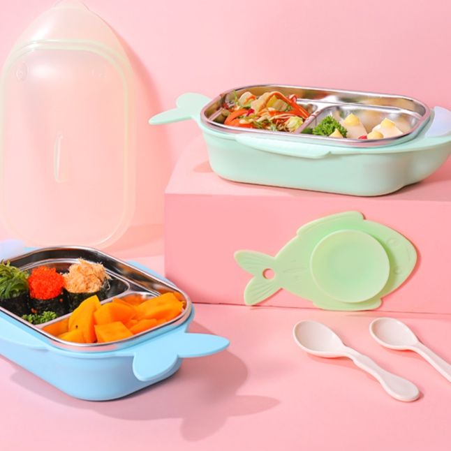 魚型取っ手付き保温弁当箱