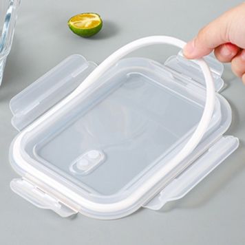 透明仕切り付き耐熱ガラス製弁当箱