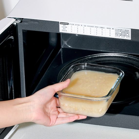 透明仕切り付き耐熱ガラス製弁当箱