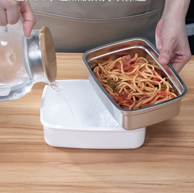 ステンレス製木蓋付き二段弁当箱