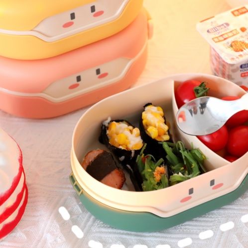 かわいい顔付きコンパクト二段弁当箱