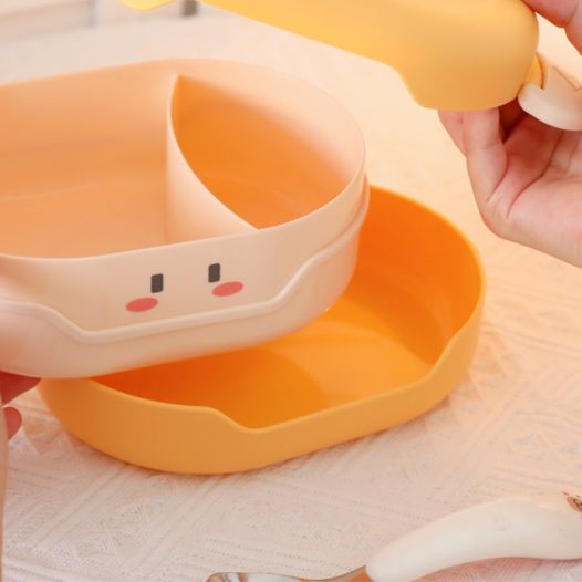 かわいい顔付きコンパクト二段弁当箱