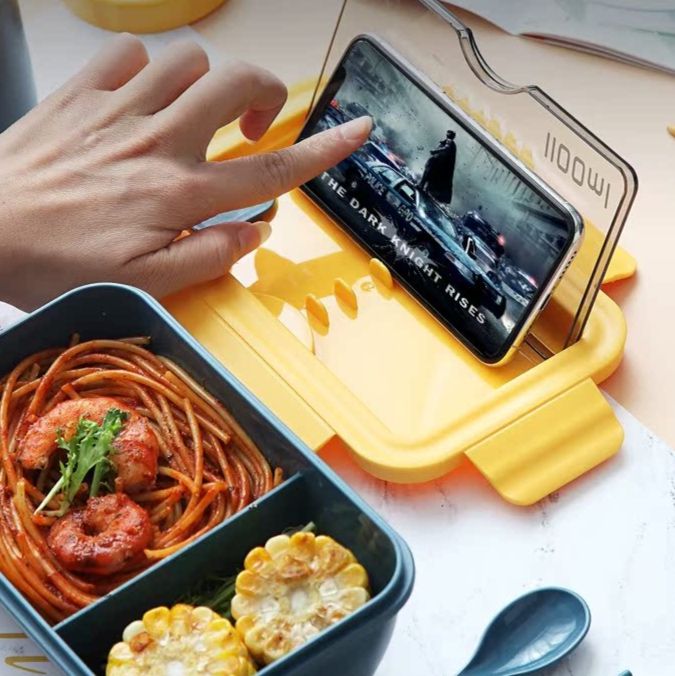 多機能携帯立て付き縦型弁当箱