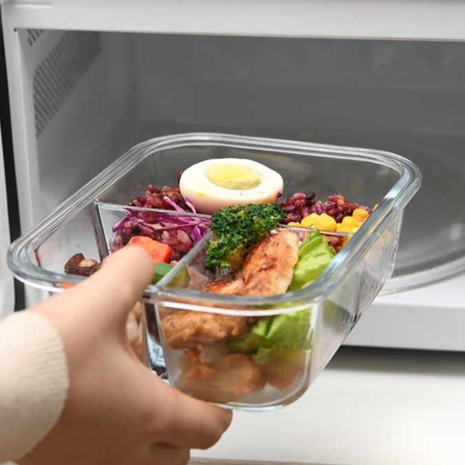 透明ガラス製仕切り付き密閉弁当箱