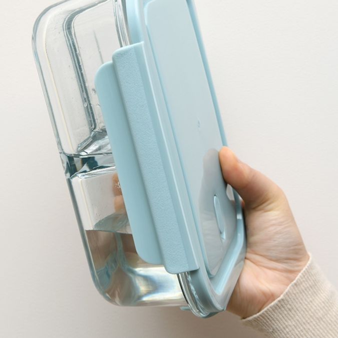 透明ガラス製仕切り付き密閉弁当箱