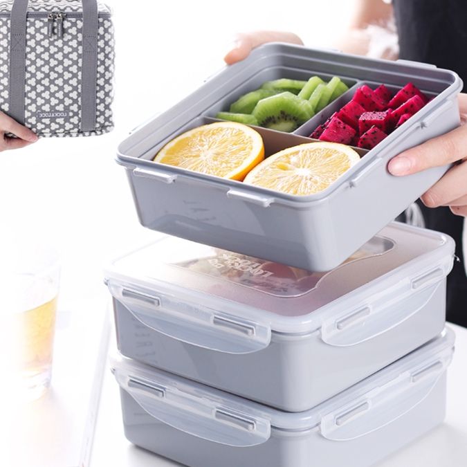 携帯用保温袋付きスリム弁当箱