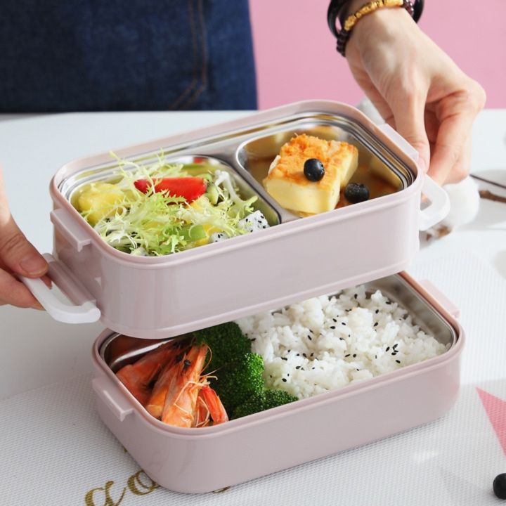 取っ手付き二段式ランチボックス