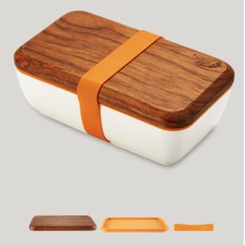 弁当箱 木目調蓋付き耐熱陶磁器電子範囲対応弁当箱