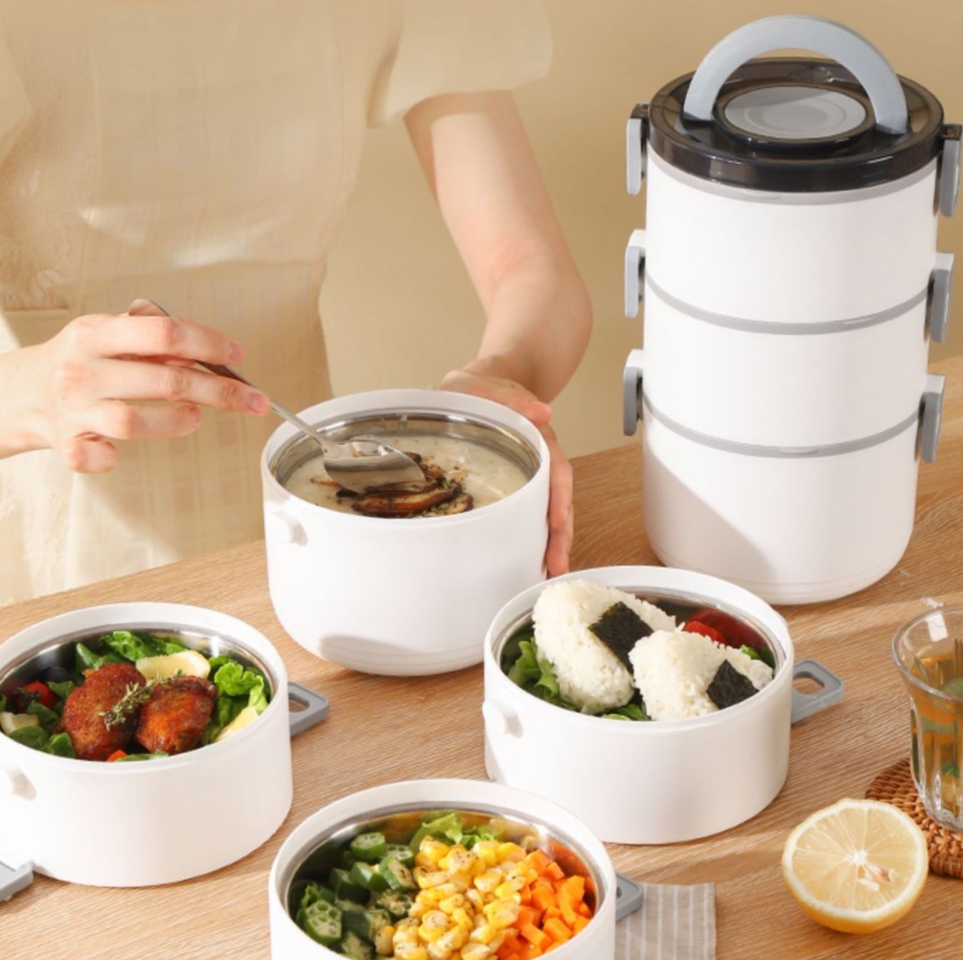 多層式抗菌保温弁当箱