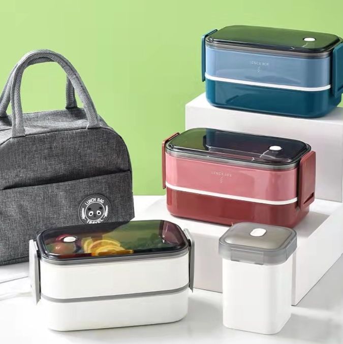 保温機能付きステンレス製2段弁当箱