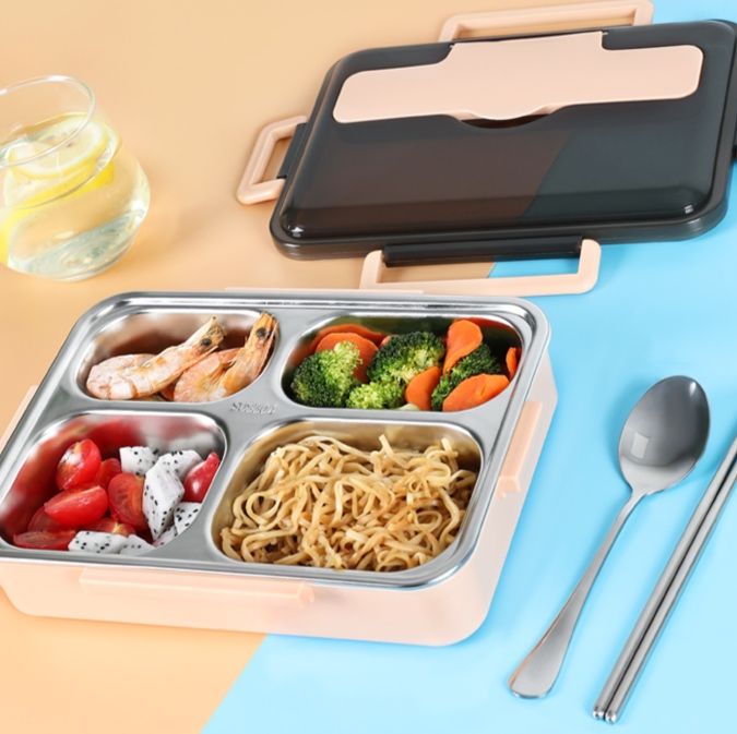 仕切り付きステンレス製保温弁当箱