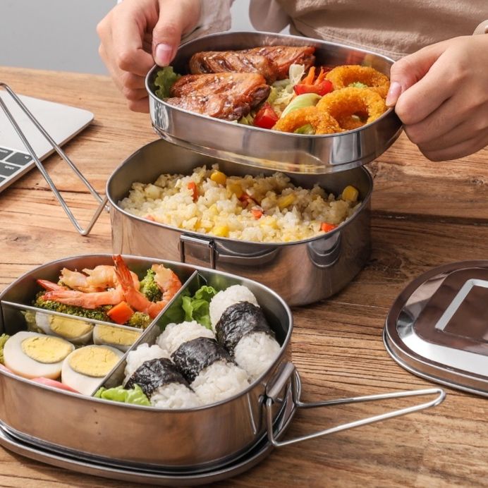 二段式ステンレス製保温弁当箱