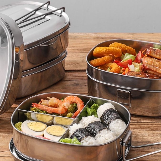 二段式ステンレス製保温弁当箱