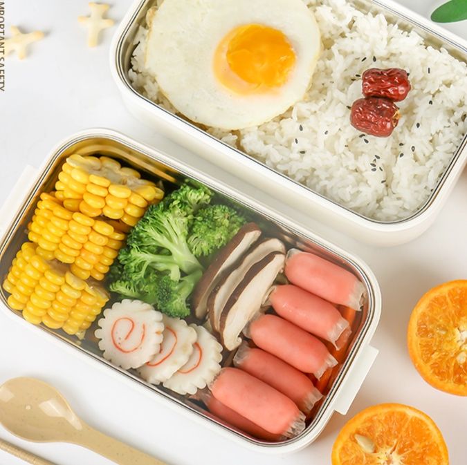 天然木目調二段弁当箱