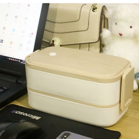 天然木目調二段弁当箱