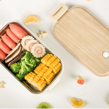 天然木目調二段弁当箱