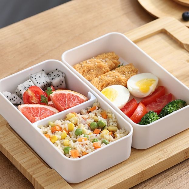 電子レンジ対応木目調蓋付き二段弁当箱