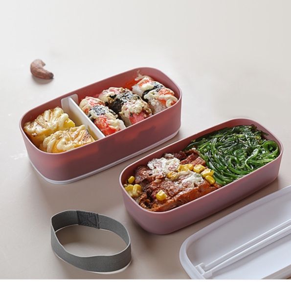 二段式ゴムバンド付きスリム弁当箱