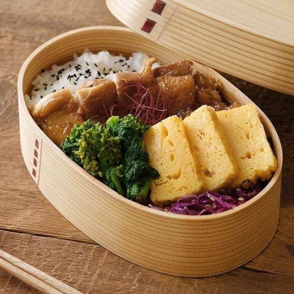 天然木製まる型弁当箱