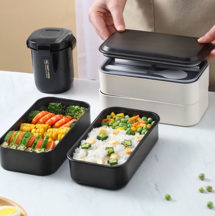 汁物容器付き二段式電子レンジ対応弁当箱