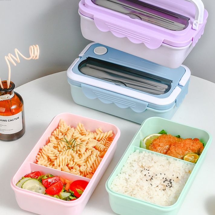 透明窓付き二段式箸付きスリム弁当箱