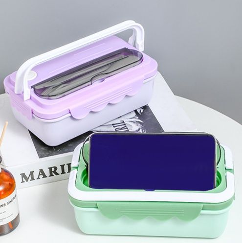 透明窓付き二段式箸付きスリム弁当箱